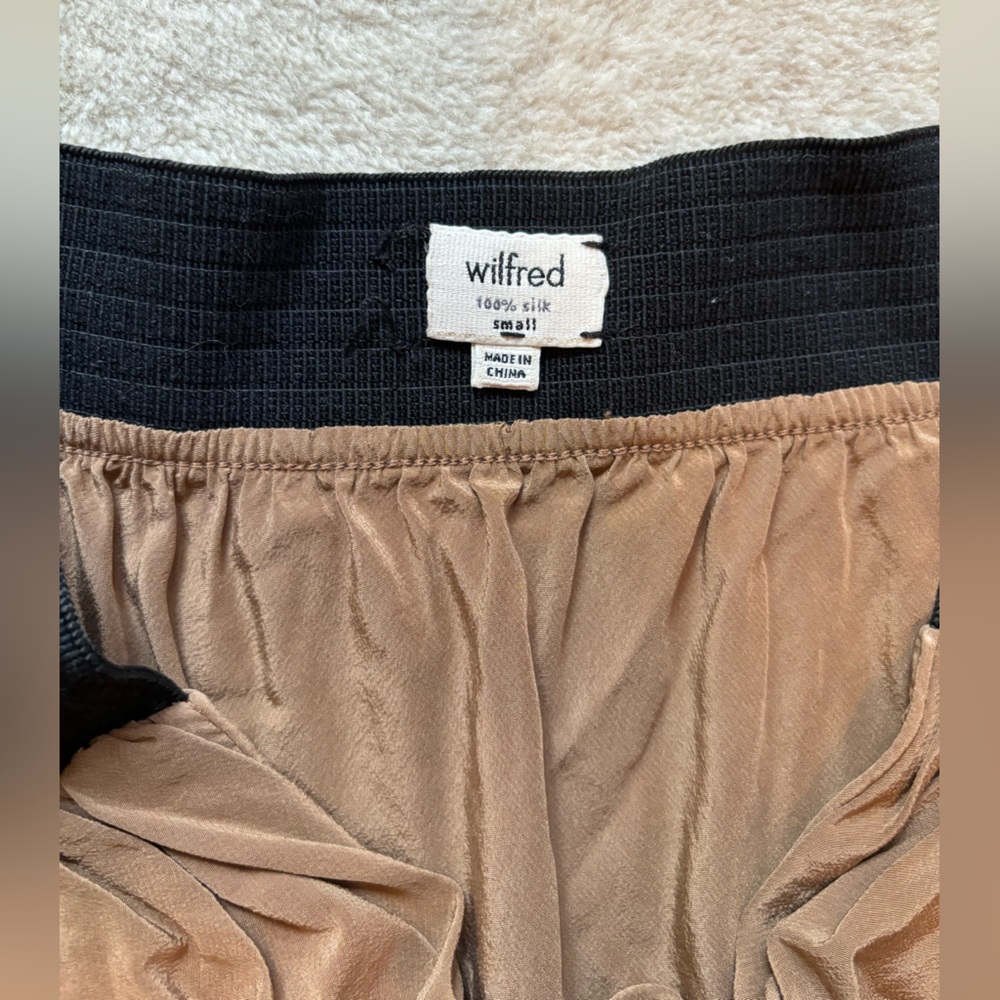 Wilfred 100% Silk Tan/Brown Skirt